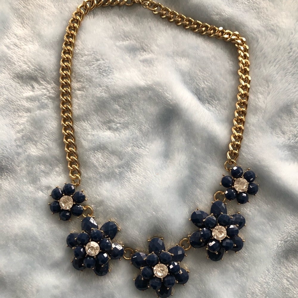 Navy floral necklace